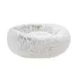 Fluffy Donut seng i hvid langhåret plys, rund med høj polstret kant