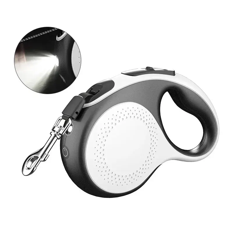 Automatisk hundesnor fra By Doodle Dog med håndtag, karabinhage og indbygget LED-lys