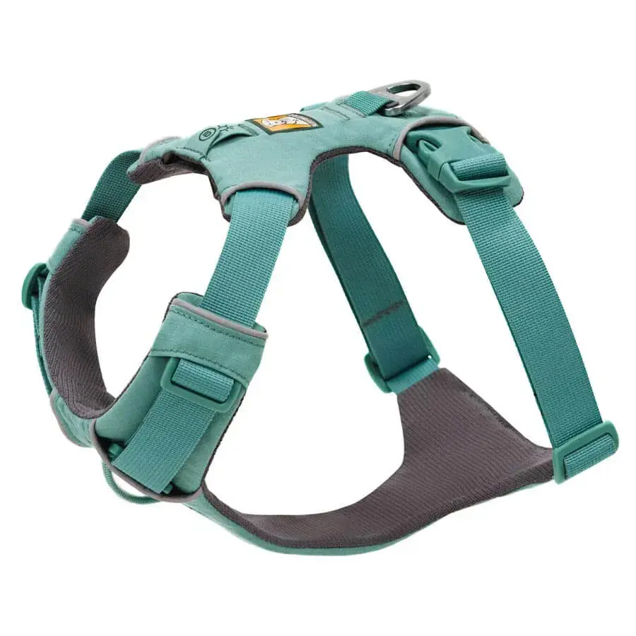 Ruffwear Front Range hundesele i grøn med polstret bryst- og mavestykke